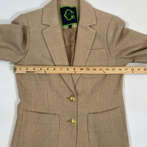 C. Wonder Wool Tweed Blazer Size 4 Tan With Hold Metallic Throughout EUC - Picture 5 of 10